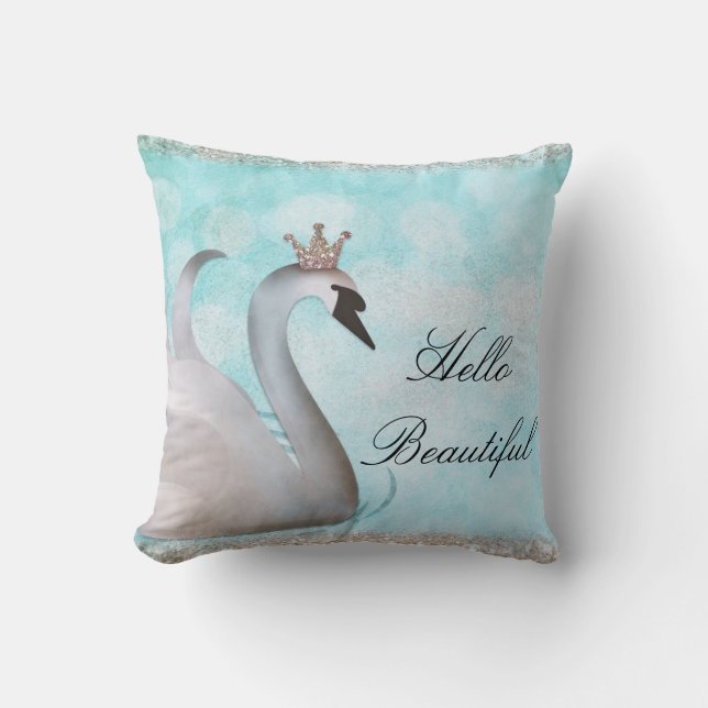 Swan Princess Faux Gold Glitter Fairy Tale Custom Cushion (Front)