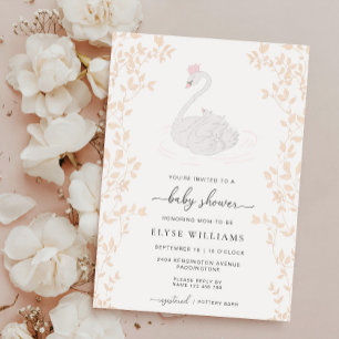 Swan Princess Girl Baby Shower Invitation