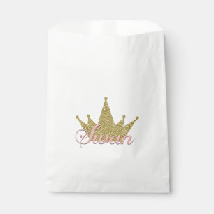 Swan Princess Gold Glitter Crown Birthday Party Favour Bags