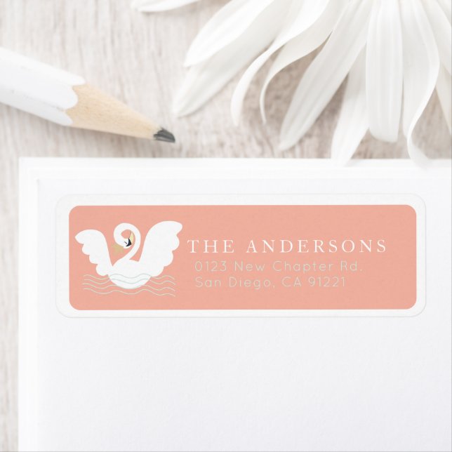Swan Princess Modern Pink Return Address (Insitu)