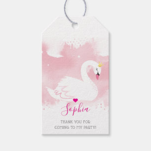 SWAN PRINCESS PARTY thank you pretty girly pink Gift Tags