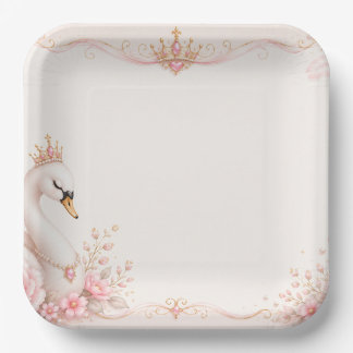 Swan Princess Pink Fairy Tale Birthday Party Paper Plate