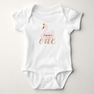 Swan Princess Pink Girl 1st Birthday Baby Bodysuit