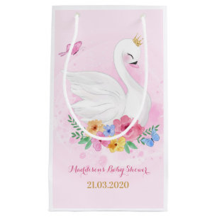 Swan Princess Pink Girl Birthday Baby Shower Small Gift Bag