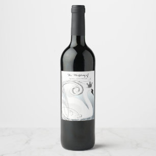 Swan Princess Silver & White Elegant Custom Wine Label