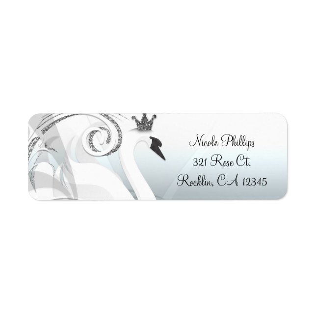Swan Princess Silver & White Elegant Invitation (Front)