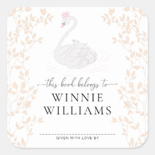 Swan Princess This Book Belongs Bookplate Sticker
