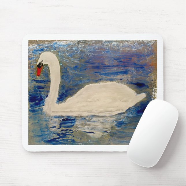 Swan Reflections Custom Border Colour Mouse Mat (With Mouse)