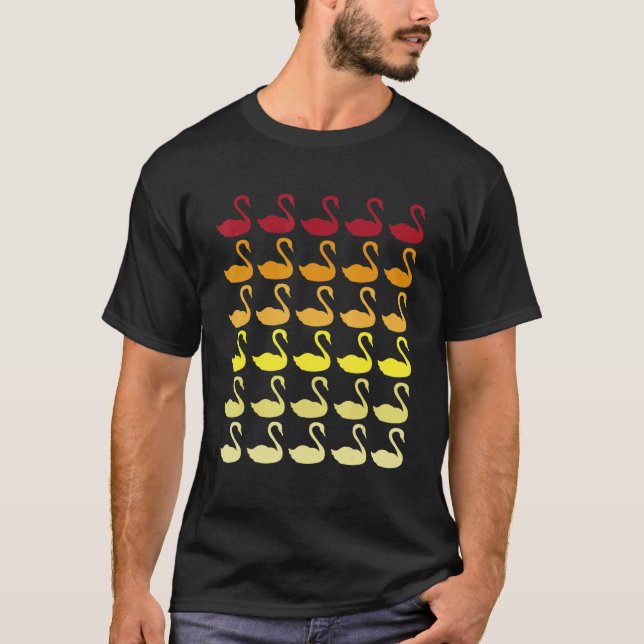 Swan Retro Animal Pattern T-Shirt (Front)