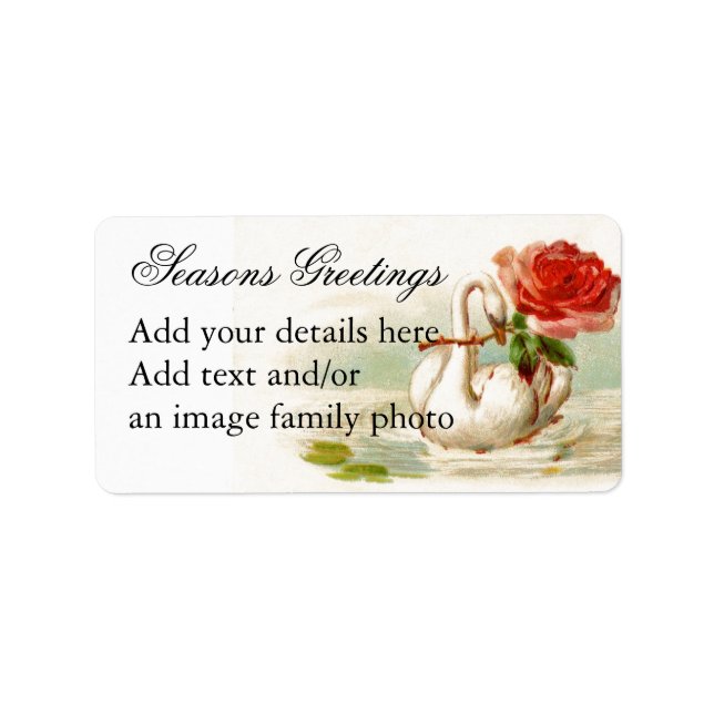 Swan Rose Art Personalised Address Label (Front)