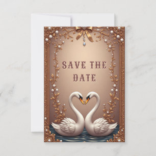 💍 Swan Rose Gold Wedding Decor 💍 Save The Date
