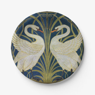 Swan, Rush and Iris by Walter Crane Paper Plate