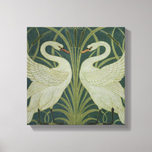 'Swan, Rush and Iris' wallpaper design Canvas Print
