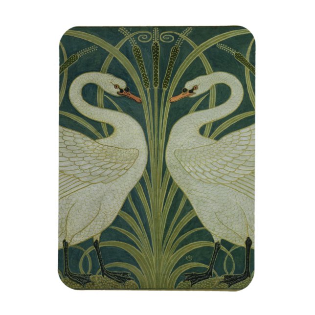 'Swan, Rush and Iris' wallpaper design Magnet (Vertical)