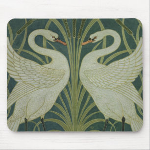 'Swan, Rush and Iris' wallpaper design Mouse Mat