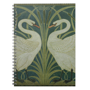 'Swan, Rush and Iris' wallpaper design Notebook