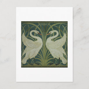 'Swan, Rush and Iris' wallpaper design Postcard