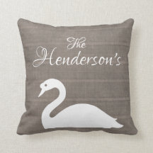 Swan Silhouette Faux Burlap | Monogram