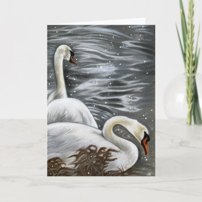 Swan Song Beautiful White  Swans Greeting Card (Front)