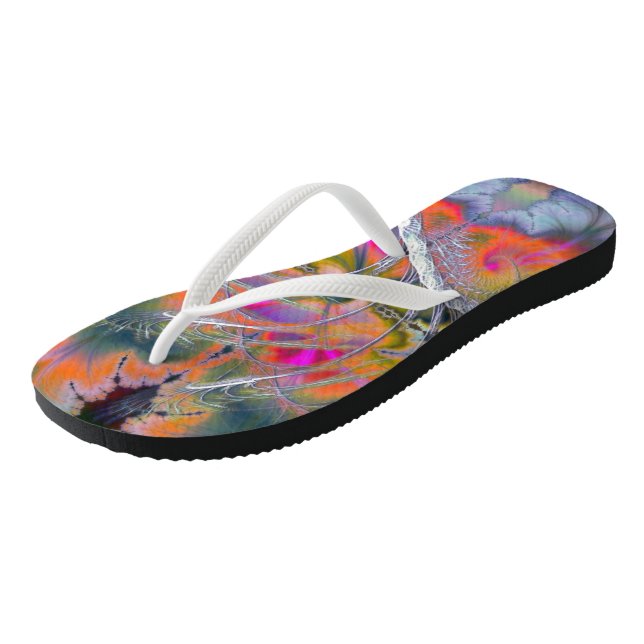 Swan Song Psychedelic Fractal Flip Flops (Angled)