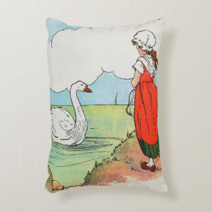 Swan, Swan Over the Sea Mother Goose Nursery Rhyme Decorative Cushion
