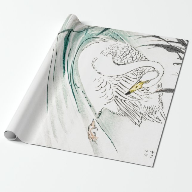 SWAN SWIMMING JAPANESE PRINT Wrapping Paper (Unrolled)