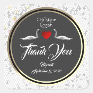 Swan Thank you Square Sticker