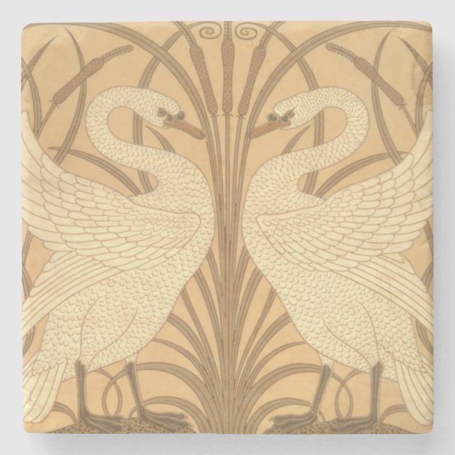 Swan wallpaper design stone coaster (Front)
