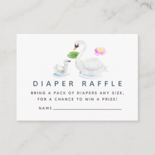 Swan Watercolor Baby Shower Diaper Raffle Enclosure Card