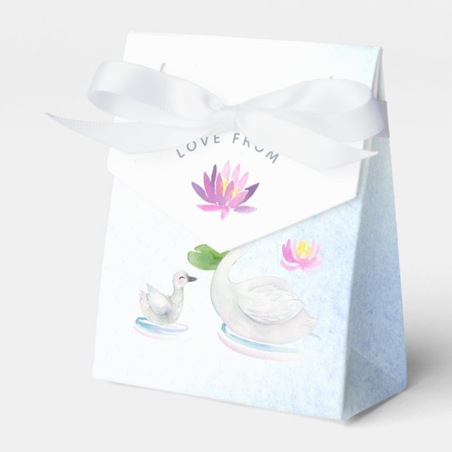 Swan Watercolor Baby Shower Favour Box (Front Side)