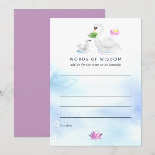 Swan Watercolor Baby Shower Mother Advice Invitation