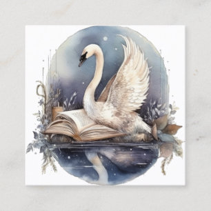 Swan Watercolor Square Business Card