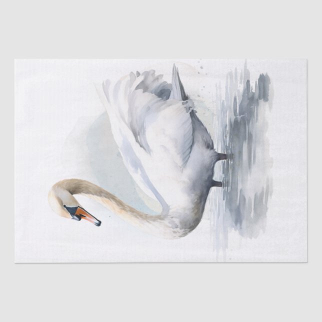 Swan Watercolor Tissue Paper (Front)