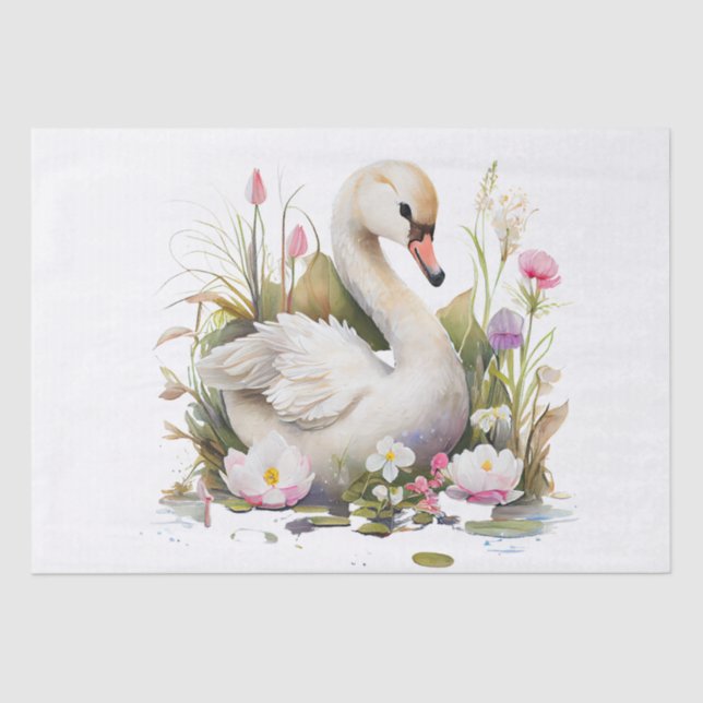 Swan Watercolor Tissue Paper (Front)