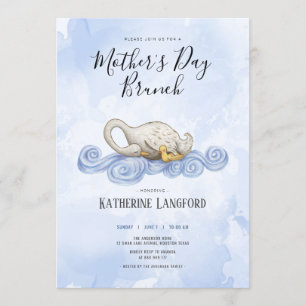 Swan watercolour mother's day brunch invitation