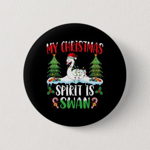 Swan Wearing Santa Hat Xmas - Christmas Spirit Is 6 Cm Round Badge