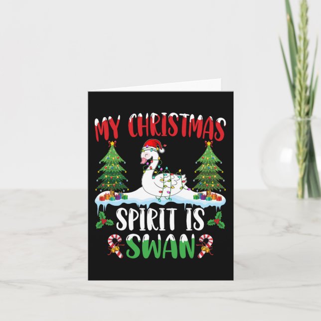 Swan Wearing Santa Hat Xmas - Christmas Spirit Is  Card (Front)