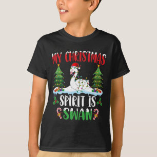 Swan Wearing Santa Hat Xmas - Christmas Spirit Is T-Shirt