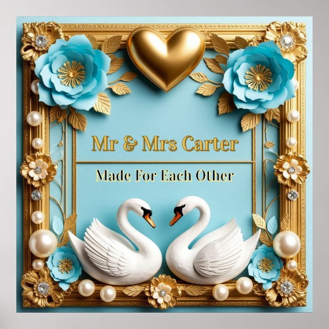 Swan Wedding Frame For Luxury Wedding Decor ✨ (Front)