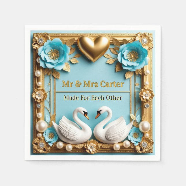 Swan Wedding Frame For Luxury Wedding Decor ✨ Napkin (Front)