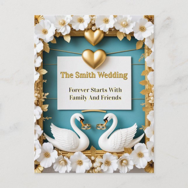 Swan Wedding Frame For Luxury Wedding Decor ✨ Postcard (Front)