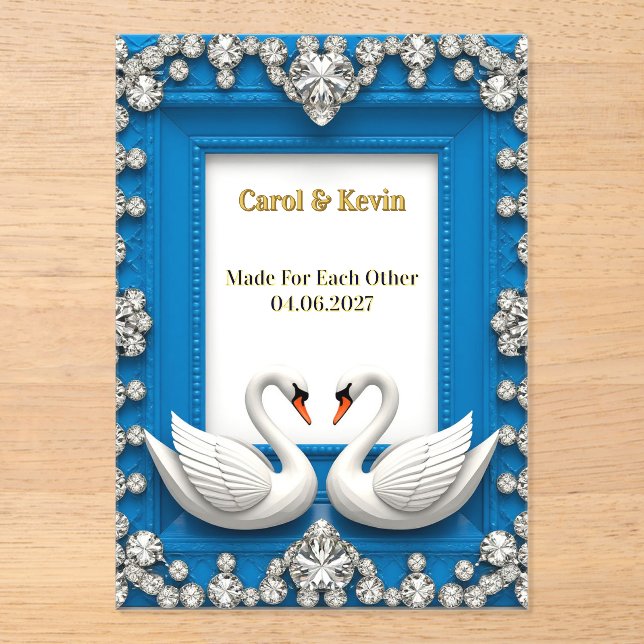 Swan Wedding Frame Luxury Wedding Decor ✨ Acrylic Invitations (Front)
