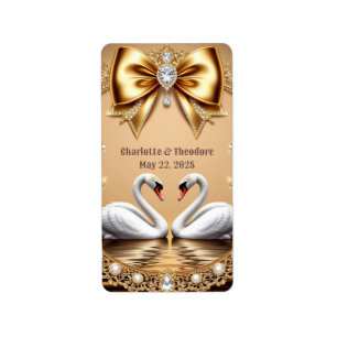 💎 Swan Wedding Gold Romantic Theme 🦢 Label
