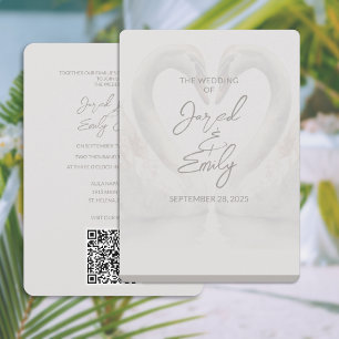 Swan Wedding Invitation with QR Code