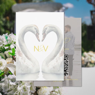 Swan Wedding RSVP QR Code Card