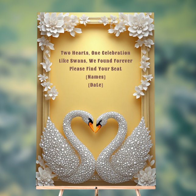 Swan Wedding Seating Chart Table Guide (Neutral)