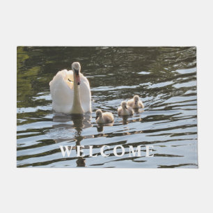 Swan with Baby Cygnets Doormat