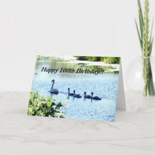 Swan With Cygnets On River Card