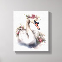 Swan with Rose Flower Crown