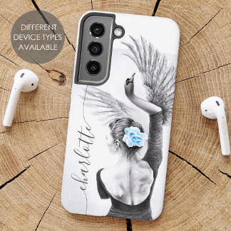 Swan Woman Dancing Ballet Elegant Surreal Art Name Samsung Galaxy Case